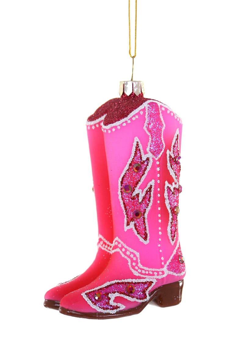 Cowgirl Boots Glass Ornament, Main, color, MULTI