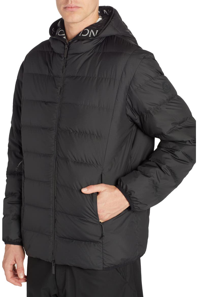 Hadar Quilted Down Jacket, Alternate, color, BLACK