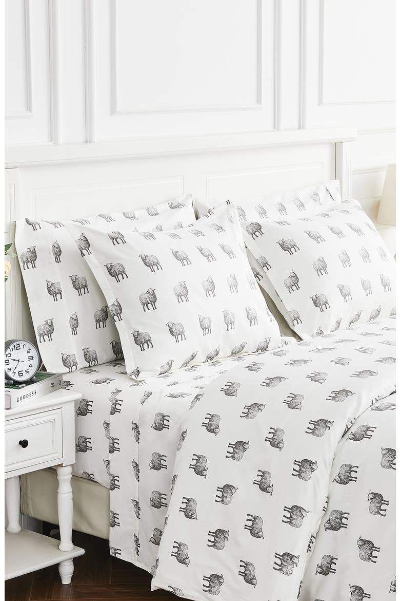 Sheep 400 Thread Count Cotton Duvet Set, Alternate, color, GREY