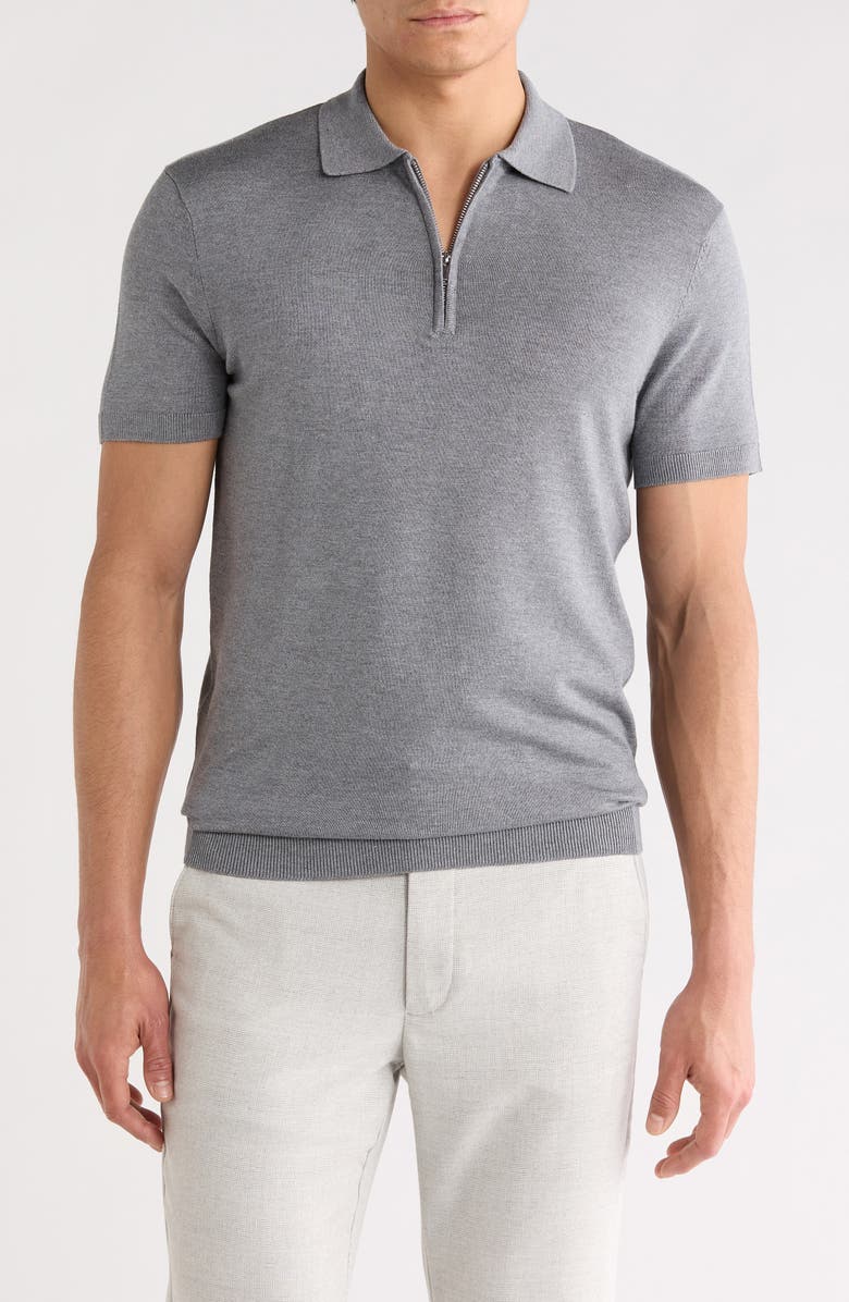 DENIM AND FLOWER Quarter Zip Polo Sweater, Main, color,