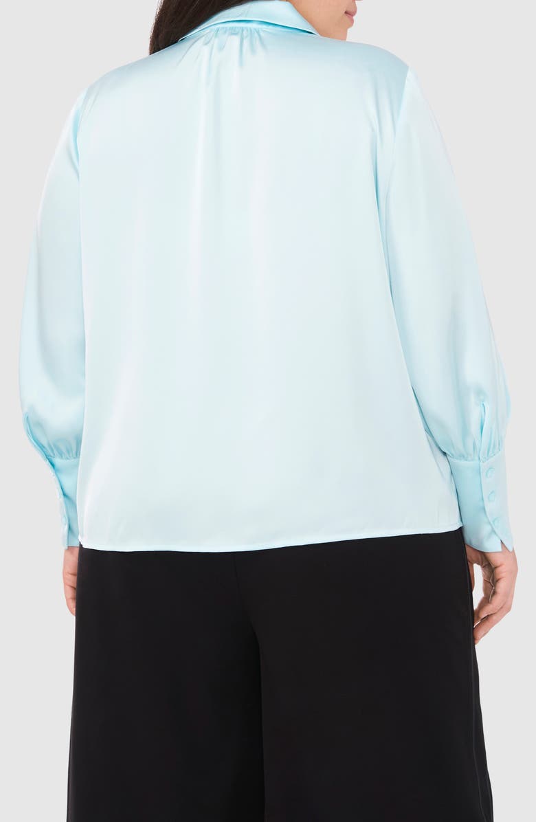 Halogen<sup>®</sup> Satin Button-Up Shirt, Alternate, color, Iced Aqua