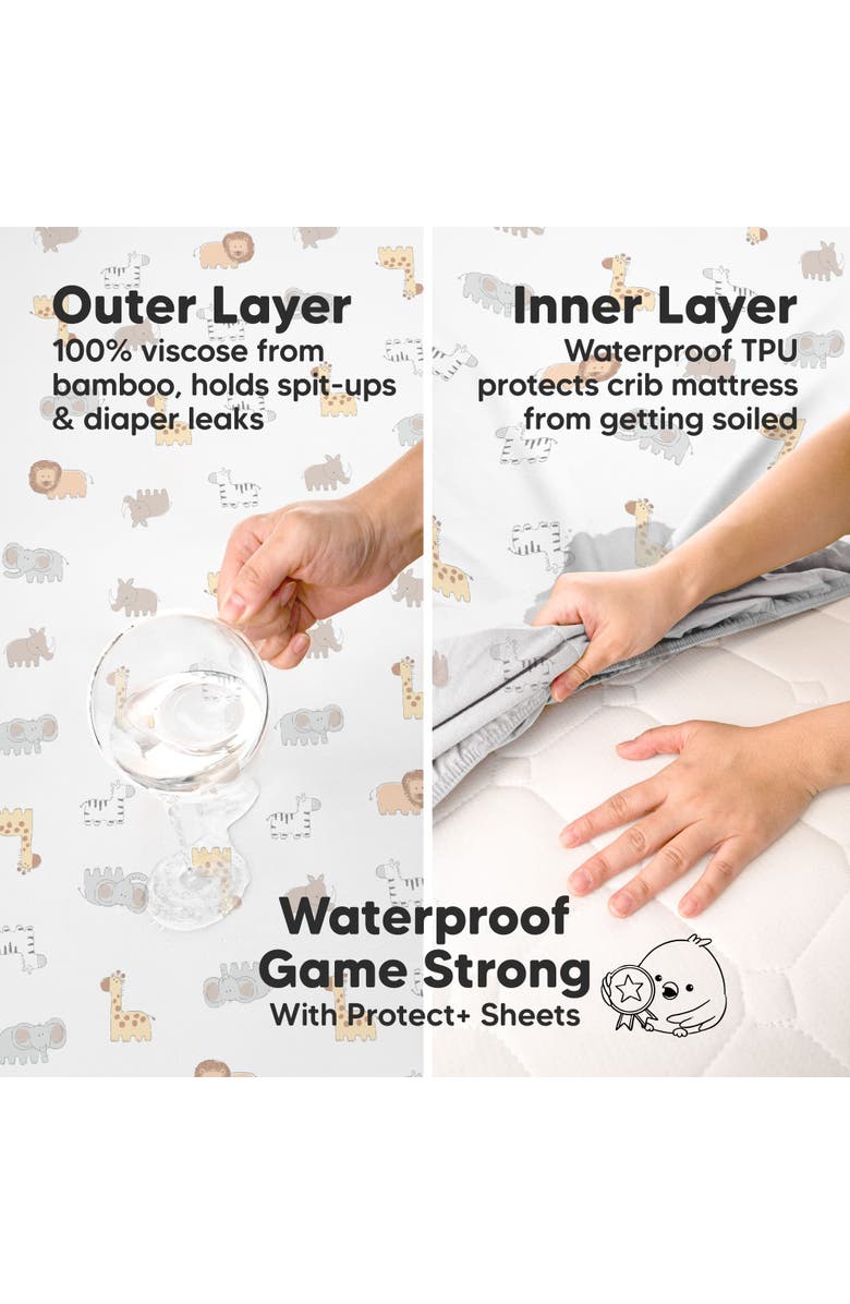 KeaBabies 2-Pack Isla [Protect+] Waterproof Mini Crib Sheets, Alternate, color, Keasafari