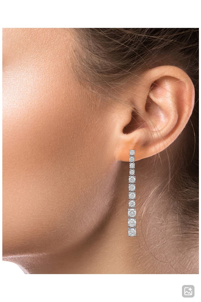 Graduated Cubic Zirconia Linear Drop Earrings, Alternate, color, RHODIUM PLATED