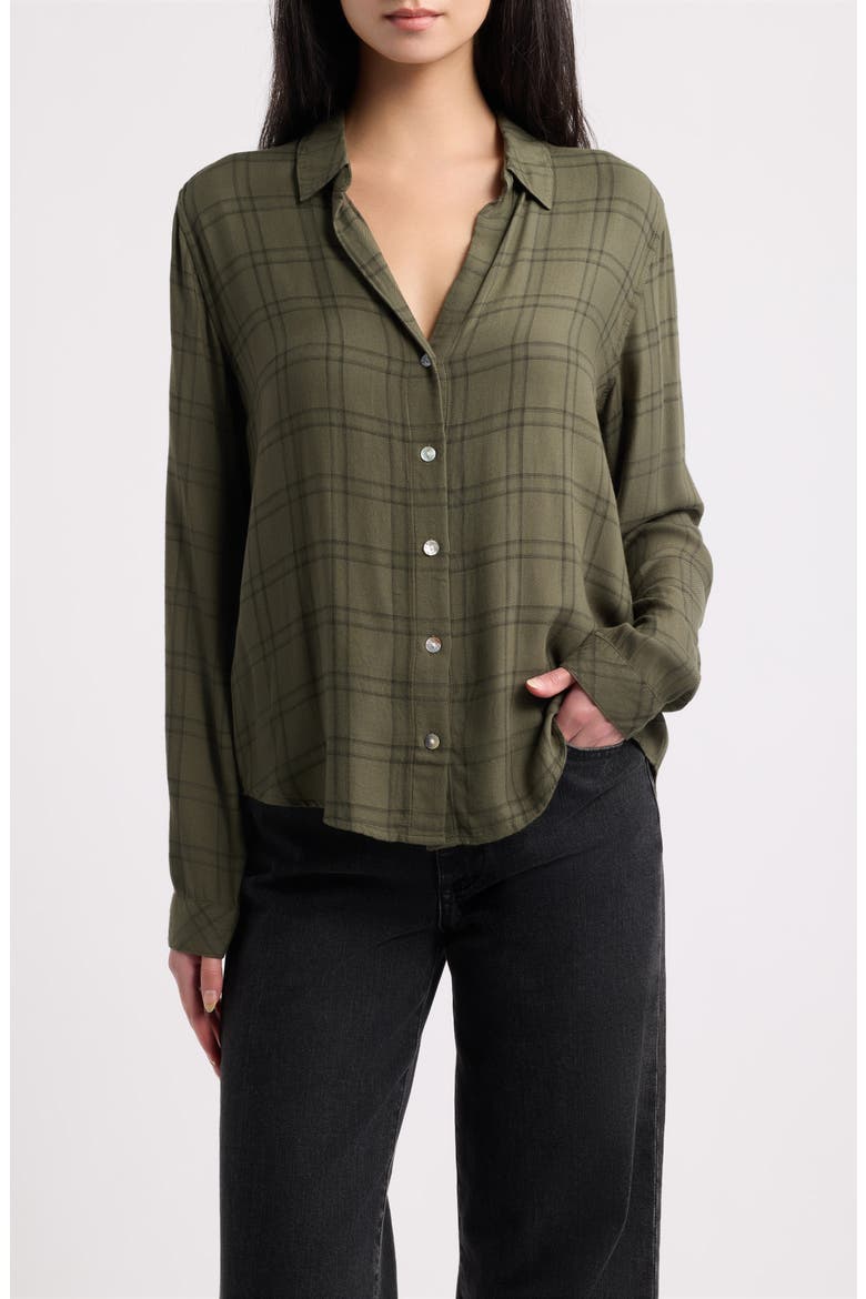 Classic Plaid Button-Up Shirt, Main, color, FOREST FLOOR