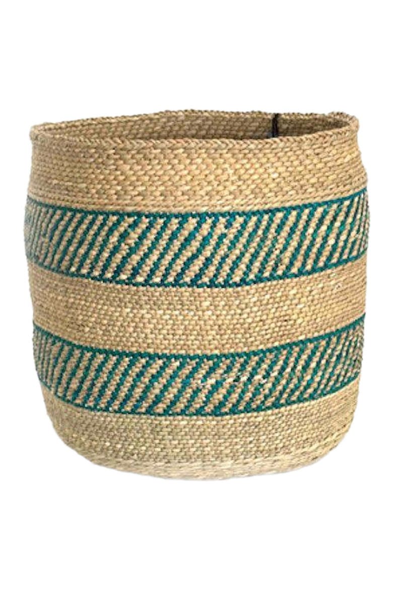 Turquoise Stripe Iringa Basket, Alternate, color, Turquoise Stripe