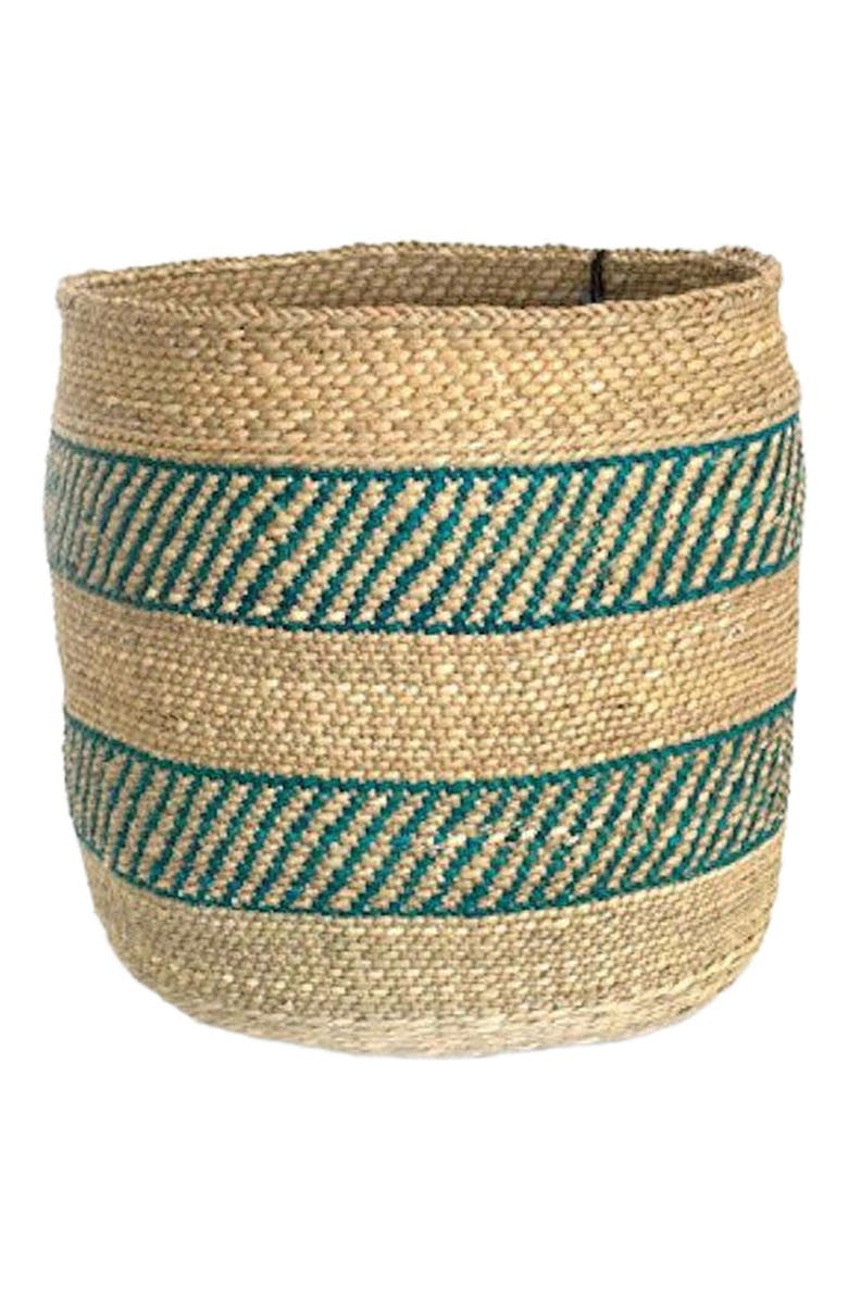 Mbare Turquoise Stripe Iringa Basket, Main, color, Turquoise Stripe