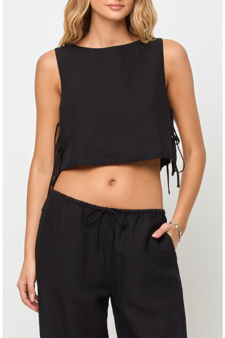 Rylee Side Tie Cover-Up Top, Main, color, BLACK