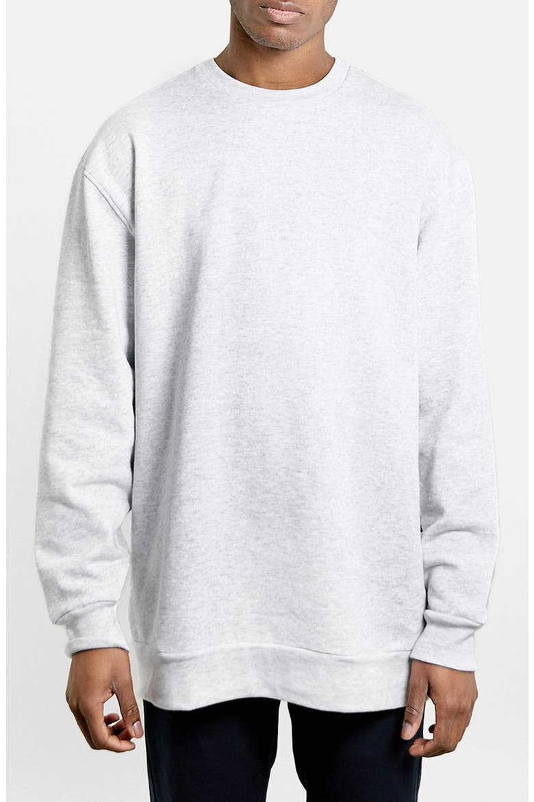 Longline Crewneck Sweatshirt, Main, color, LIGHT GREY