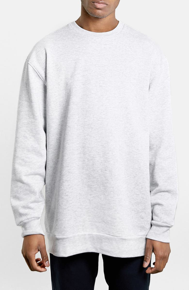 Topman Longline Crewneck Sweatshirt, Main, color, 