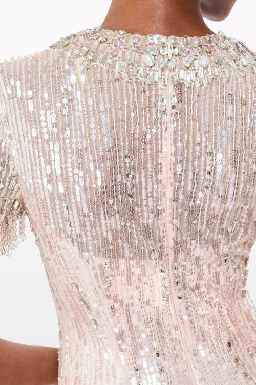 Jenny Packham Nova Sequin-embellished Keyhole-neck Maxi Dress In Pink