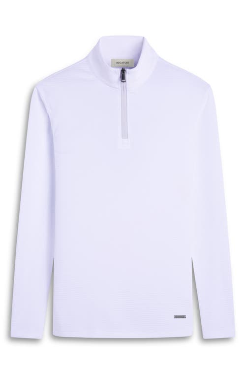 Bugatchi Waffle Knit Quarter Zip Performance Pullover In White