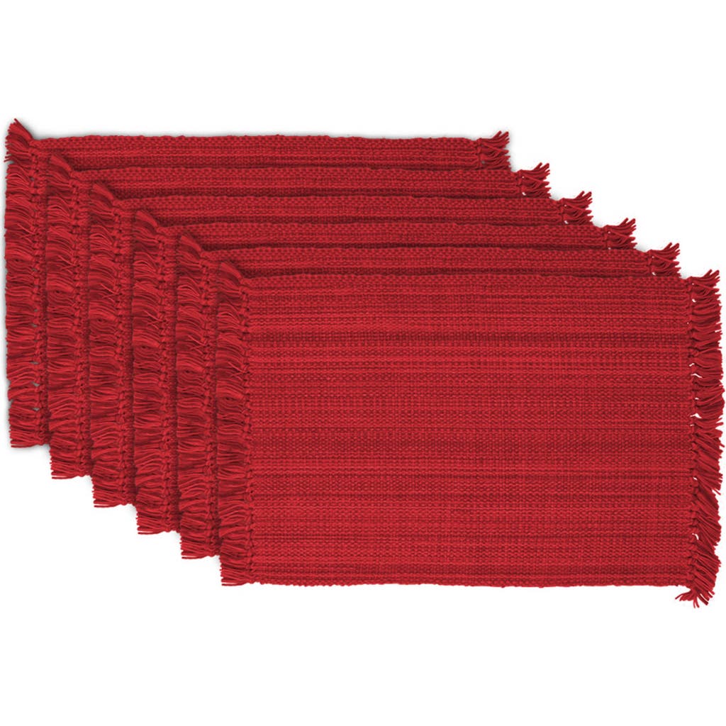 Design Imports Variegated Fringe Set Of 4 Placemats In Red
