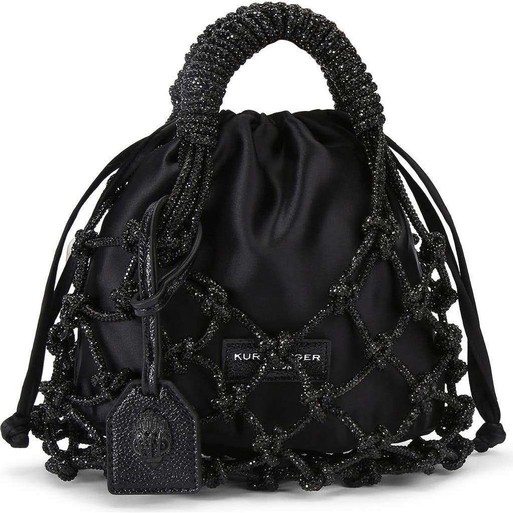 Kurt Geiger London Small Crystal Macramé Bag In Black