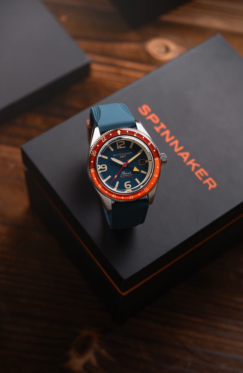 SPINNAKER Fleuss GMT Automatic Bracelet Watch, 43mm, Alternate, color, Blue