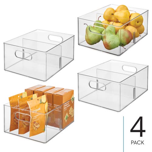 Idesign Divided All-purpose Bin For Kitchen And Pantry Storage In Transparent