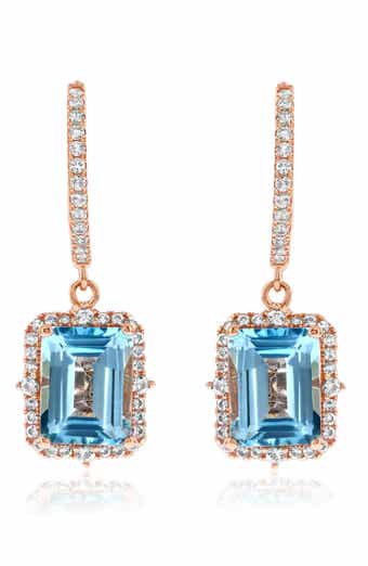 Semiprecious Stone Halo Drop Earrings