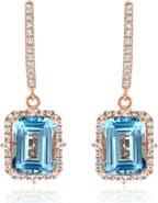SUZY LEVIAN Semiprecious Stone Halo Drop Earrings