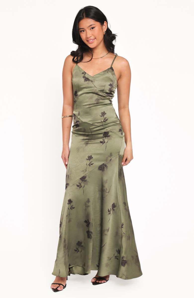 Petal & Pup Fia Floral Print Chiffon Maxi Dress, Alternate, color, Green Floral