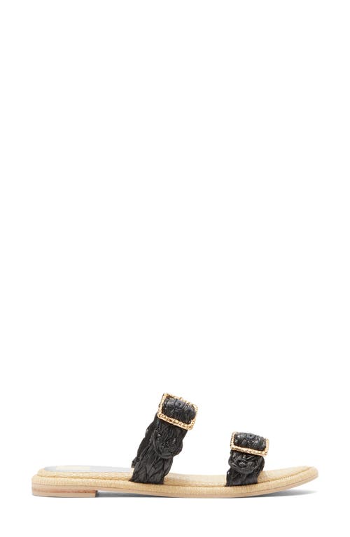 Dolce Vita Alaina Womens Raffia Slip On Slide Sandals In Onyx