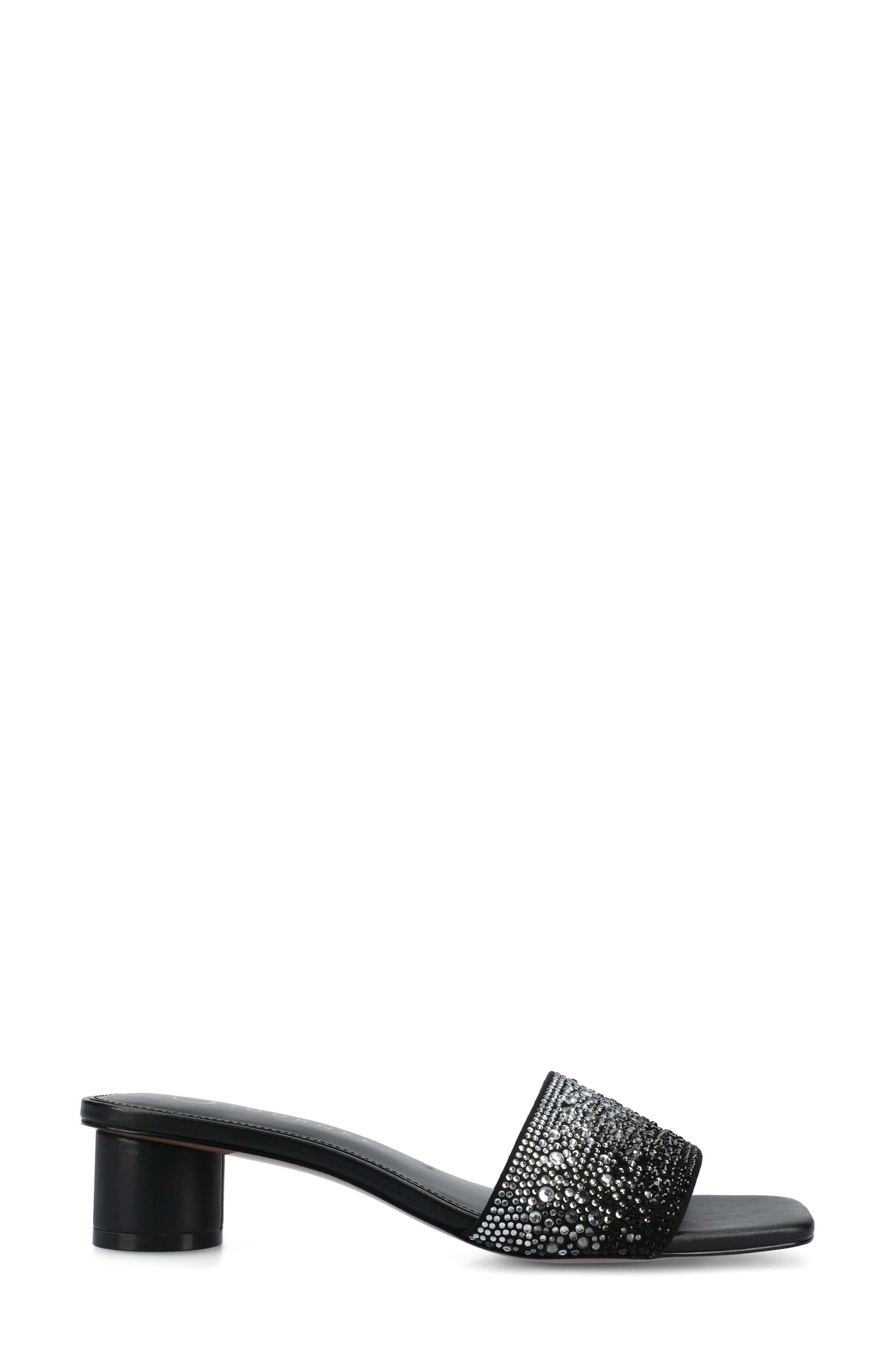 Journee Collection Flora Crystal Embellished Slide Sandal, Alternate, color, Black