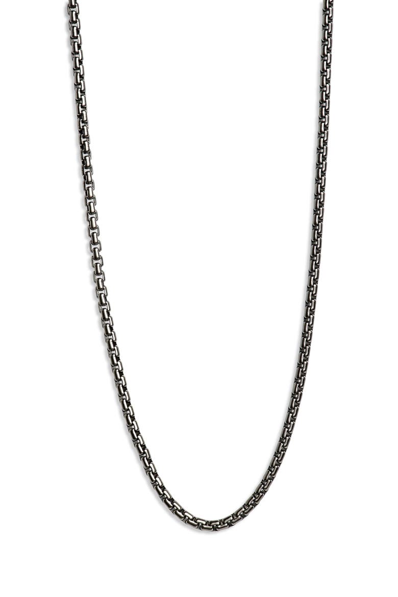 Box Chain Necklace, 2.7mm, Main, color, DARK SILVER