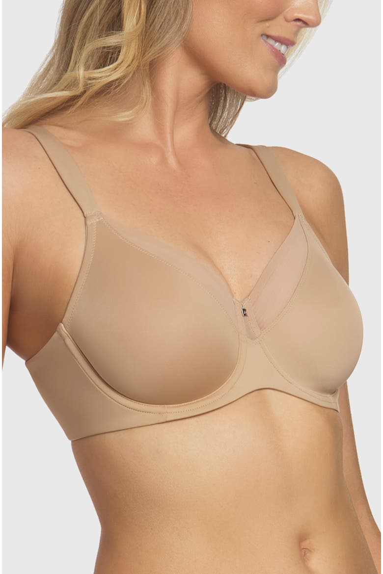 Mallory Smoothing Underwire Minimizer Bra, Alternate, color, Mocha