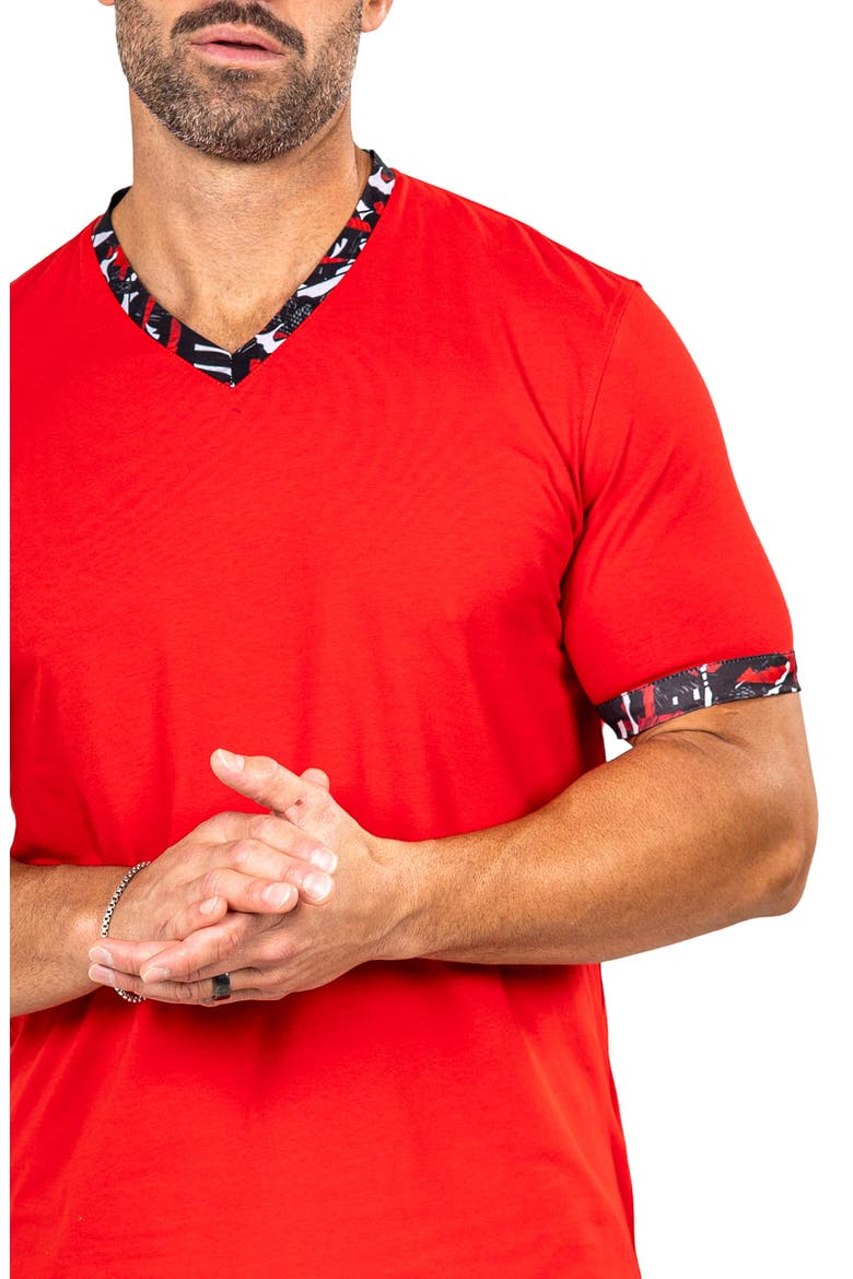 Edison Marthyr0007 Red Cotton V-Neck T-Shirt, Alternate, color, RED