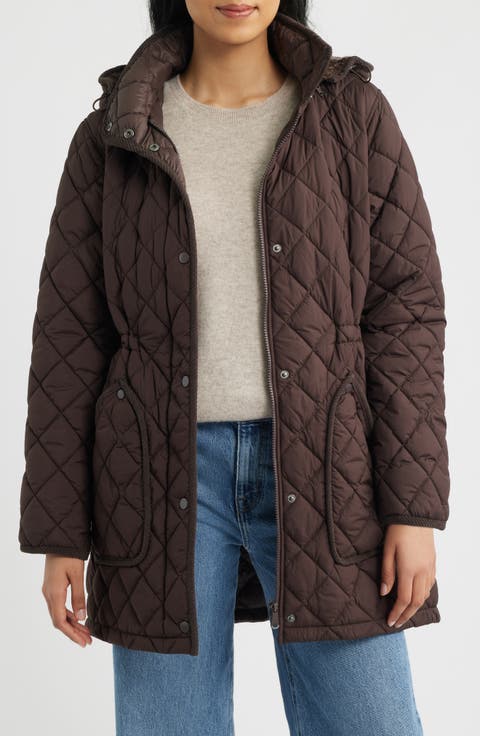 Diamond Quilted Hooded Puffer Coat