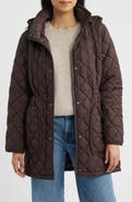 Bernardo Diamond Quilted Hooded Puffer Coat