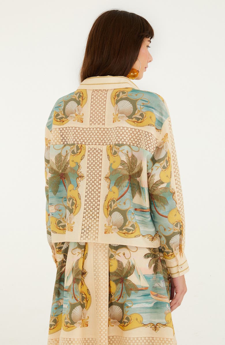 FARM Rio Royal Sea Crochet Trim Midi Skirt, Alternate, color, Royal Sea Multicolor