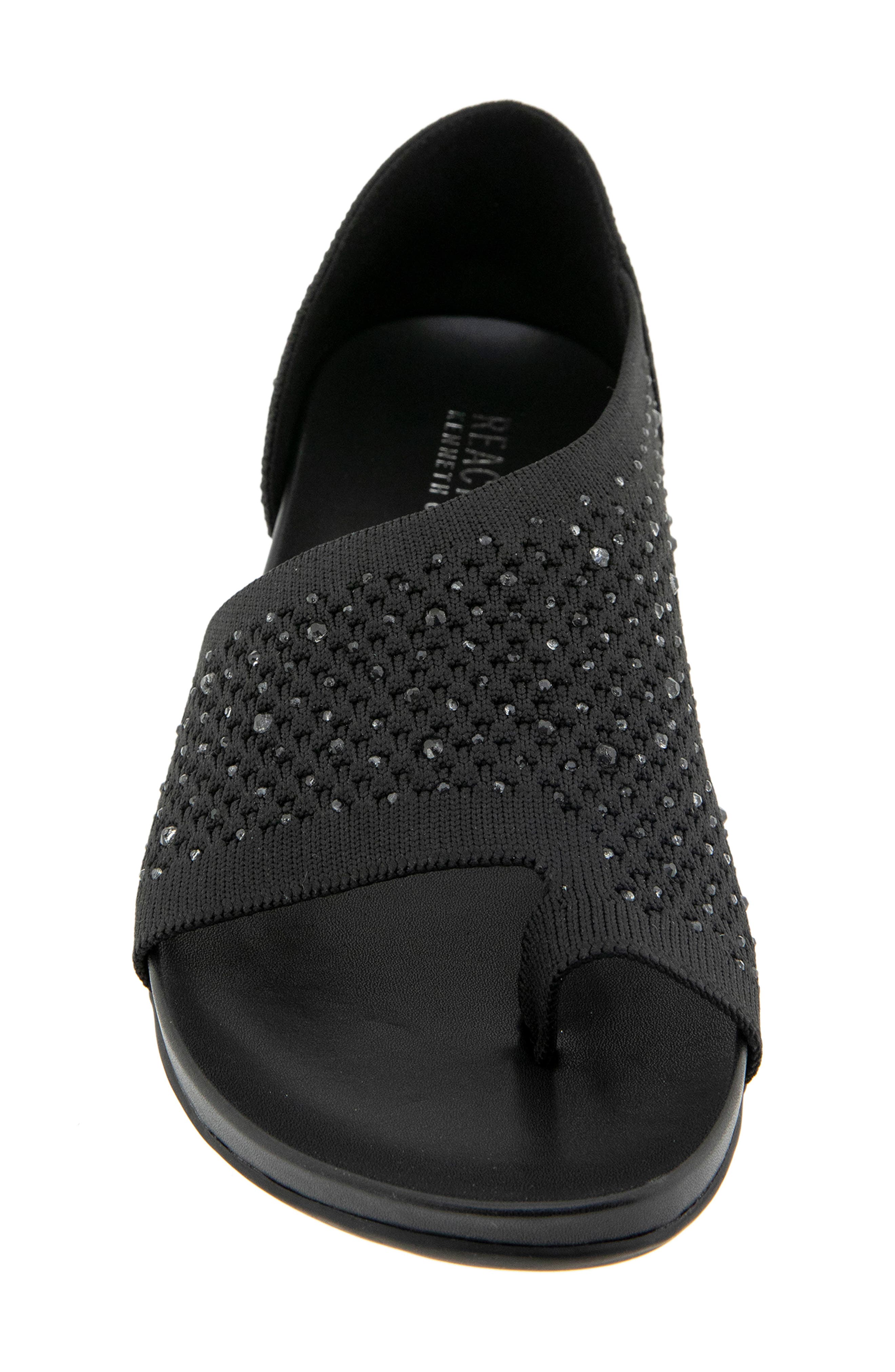 Reaction Kenneth Cole Sential Rhinestone Knit Sandal, Alternate, color, Black Knit