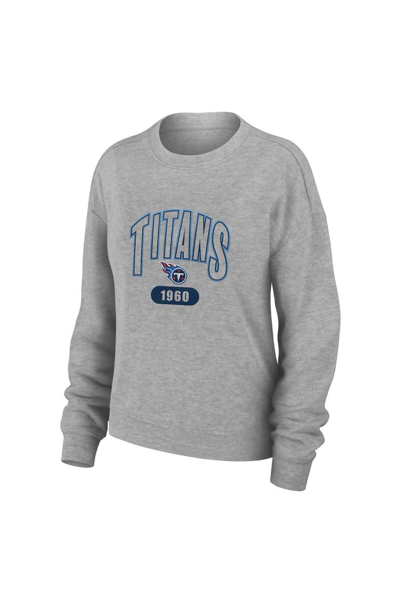 Women's WEAR by Erin Andrews Heather Gray Tennessee Titans Knit Long Sleeve Tri-Blend T-Shirt & Pants Sleep Set, Alternate, color, Heather Gray
