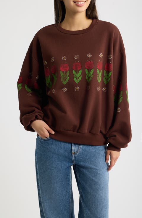 Camp Flowers Oversized Graphic Sweatshirt