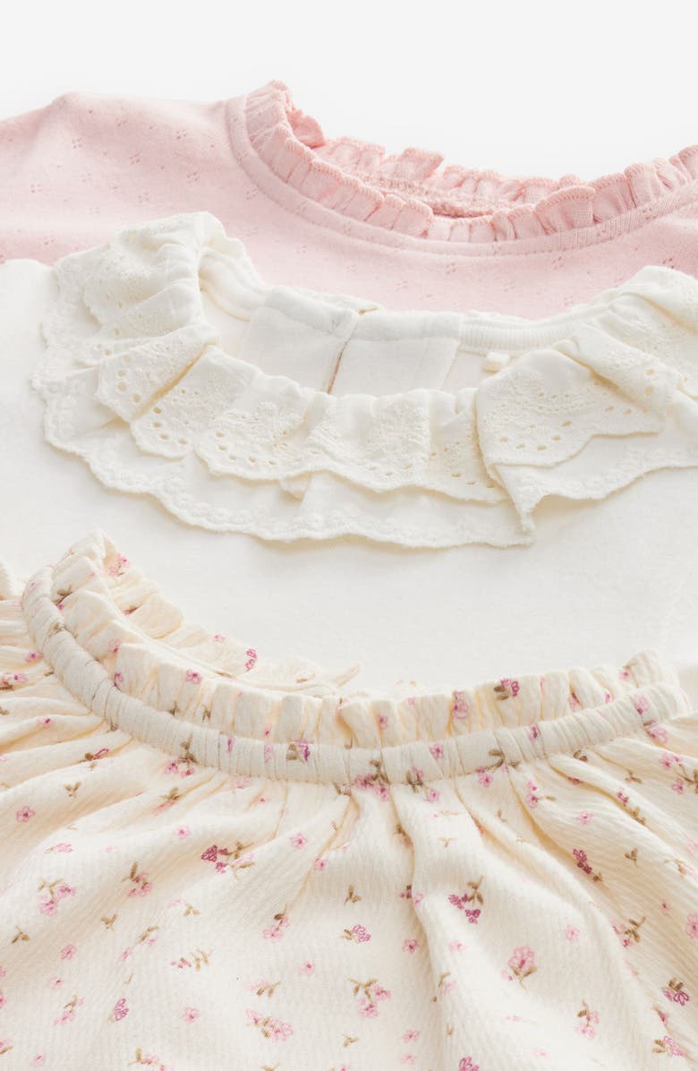 NEXT Kids' Assorted 3-Pack Ruffle Neck Tops, Alternate, color, White/ Ivory/ Pink Assorted
