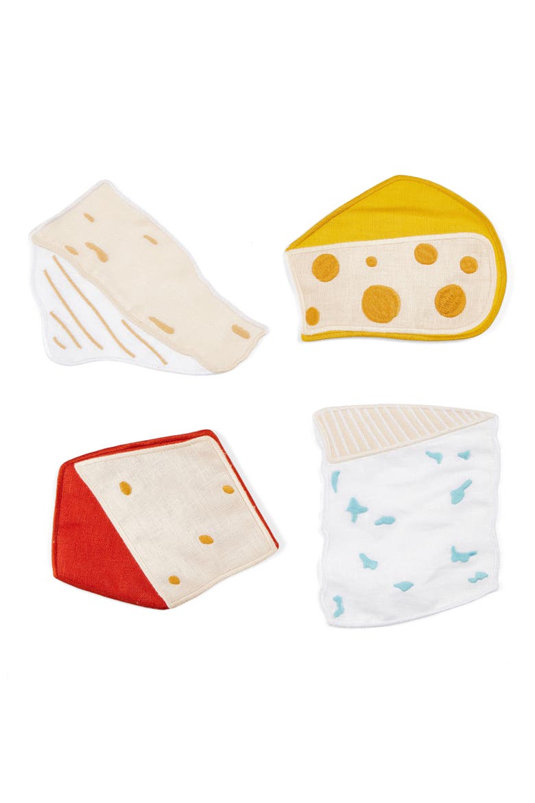 Cheese Set of 4 Linen Napkins, Main, color, RED