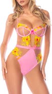 Mapale Floral Embroidered Underwire Teddy