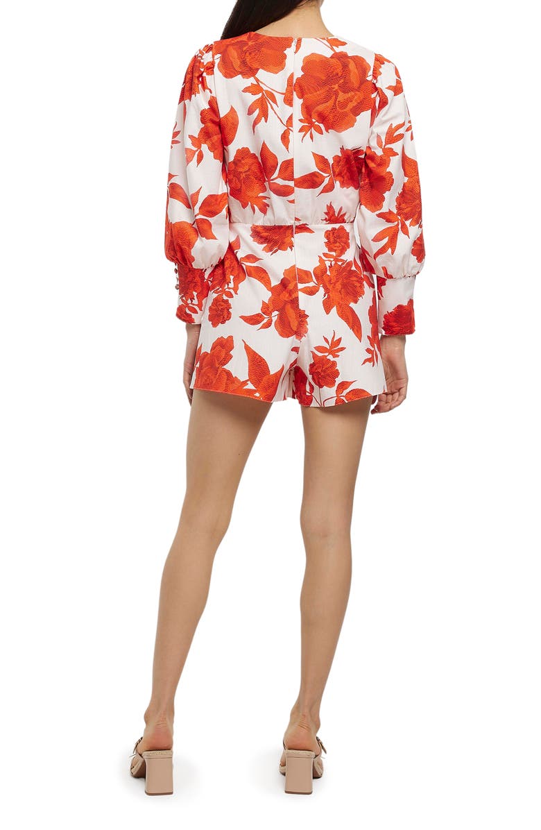 River Island Belted Floral Long Sleeve Romper, Alternate, color, 