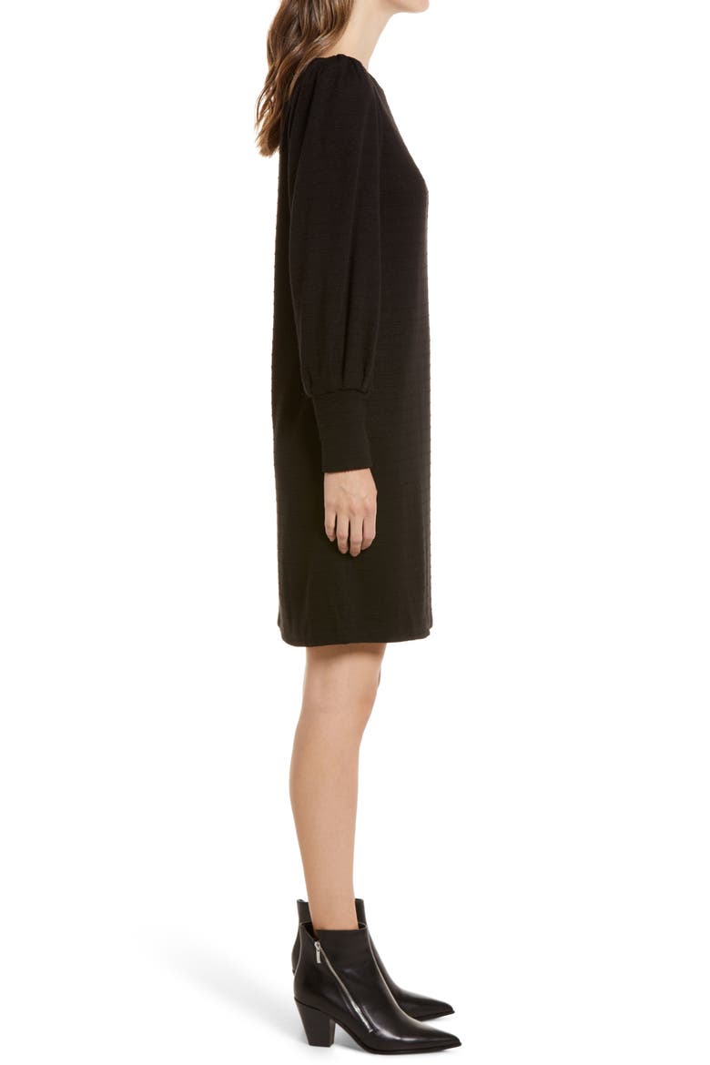 Boatneck Long Sleeve Sweater Dress, Alternate, color, BLACK