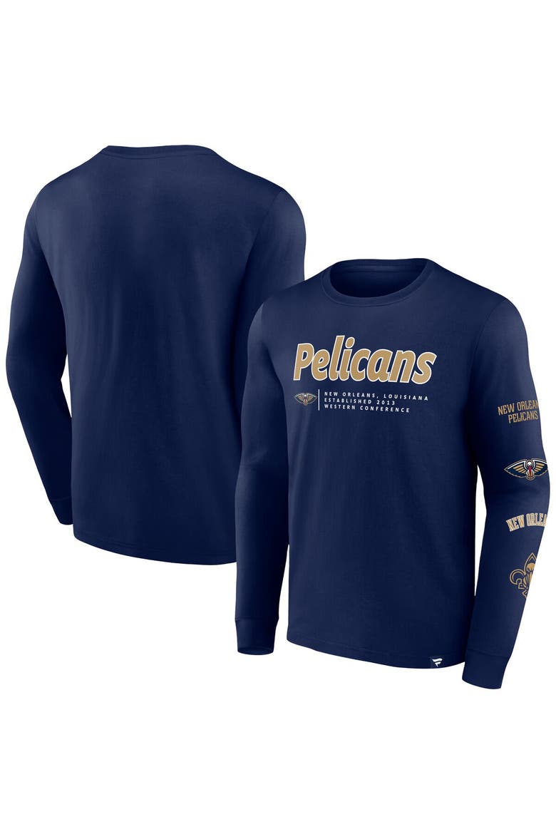 Men's Fanatics Branded Navy New Orleans Pelicans Baseline Long Sleeve T-Shirt, Alternate, color, Navy