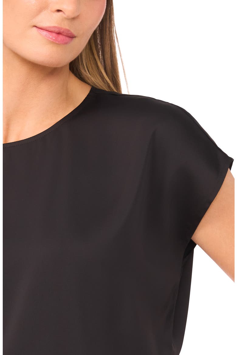 Print Cap Sleeve Blouse, Alternate, color, RICH BLACK