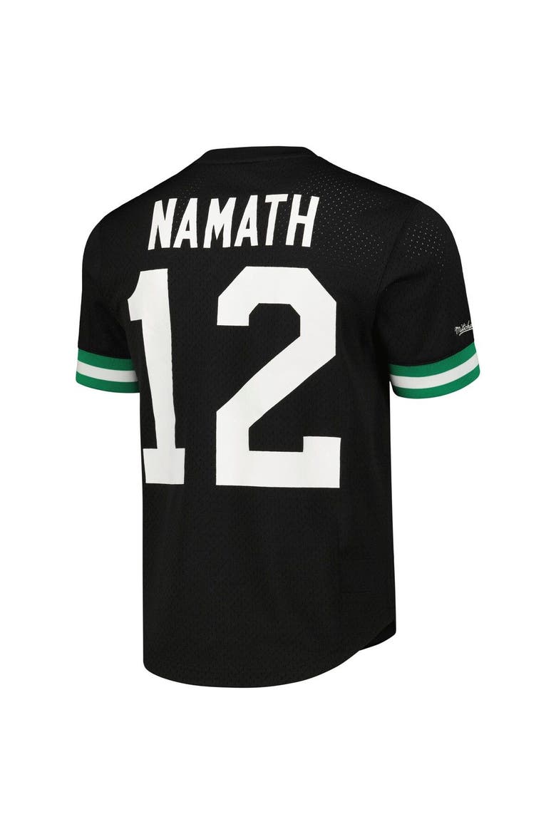 Men's Mitchell & Ness Joe Namath Black New York Jets Retired Player Name & Number Mesh Top, Alternate, color, Black