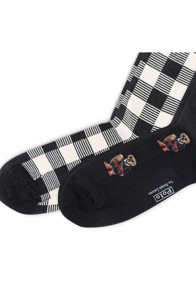 Polo Ralph Lauren Assorted 2-Pack Holiday Bear Crew Socks, Alternate, color, Black