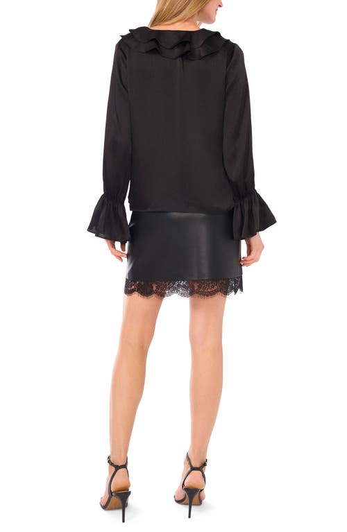 Vince Camuto Ruffle Detail Textured Top In Black