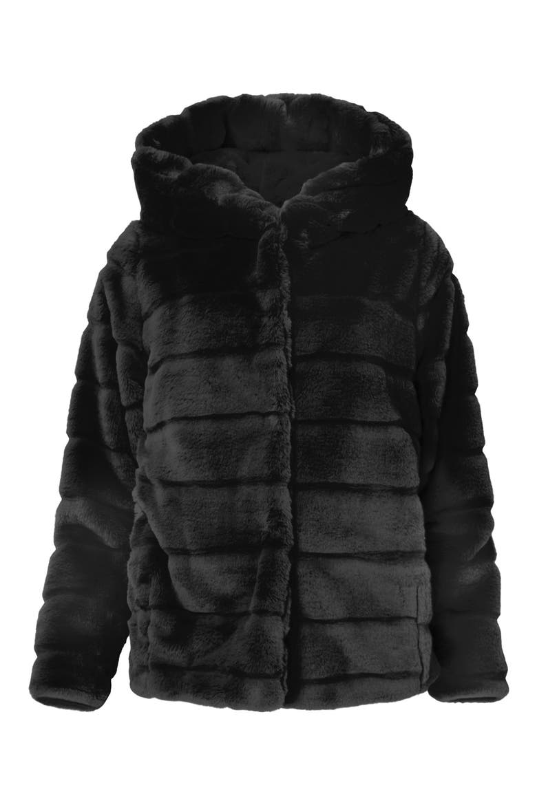 Goldie 4 Faux Fur Hooded Jacket, Alternate, color, NOIR