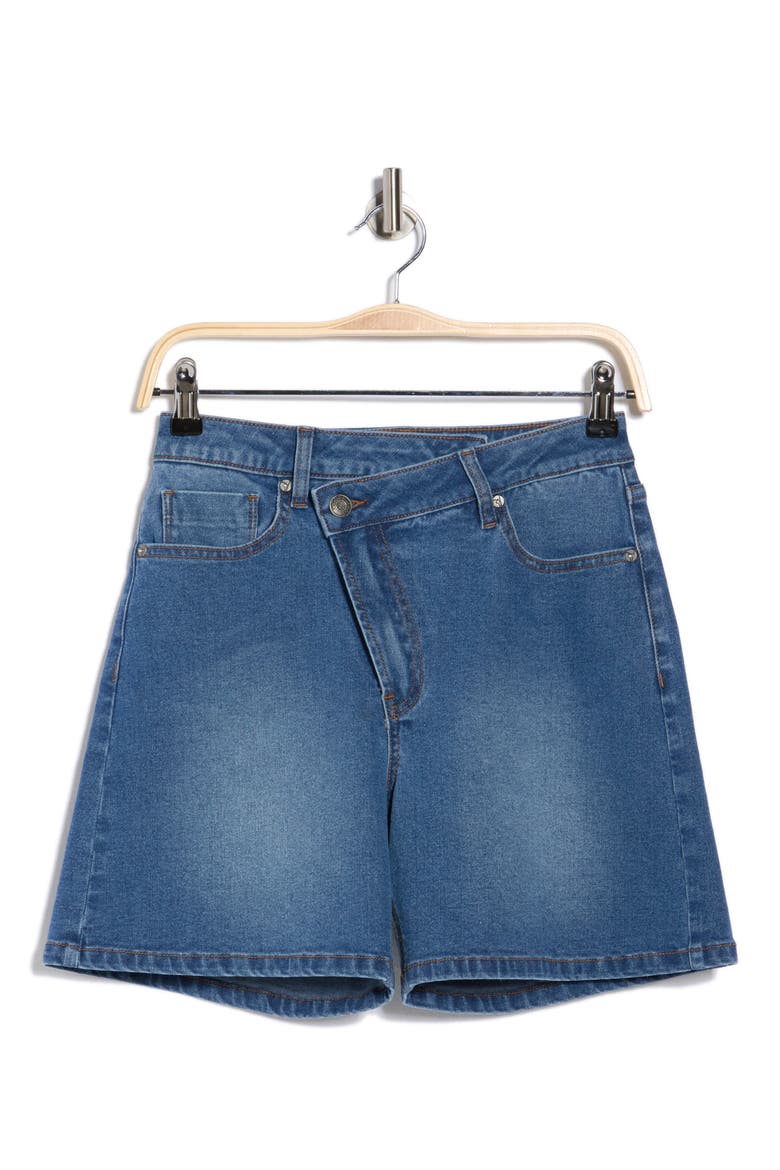 Cross Waist Bermuda Shorts, Alternate, color, MED WASH