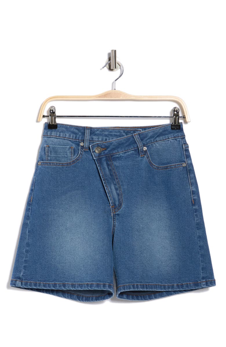 Vigoss Cross Waist Bermuda Shorts, Alternate, color, Med Wash