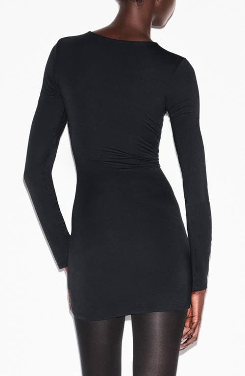 Skims Smooth Layers Crewneck Long Sleeve Minidress In Black