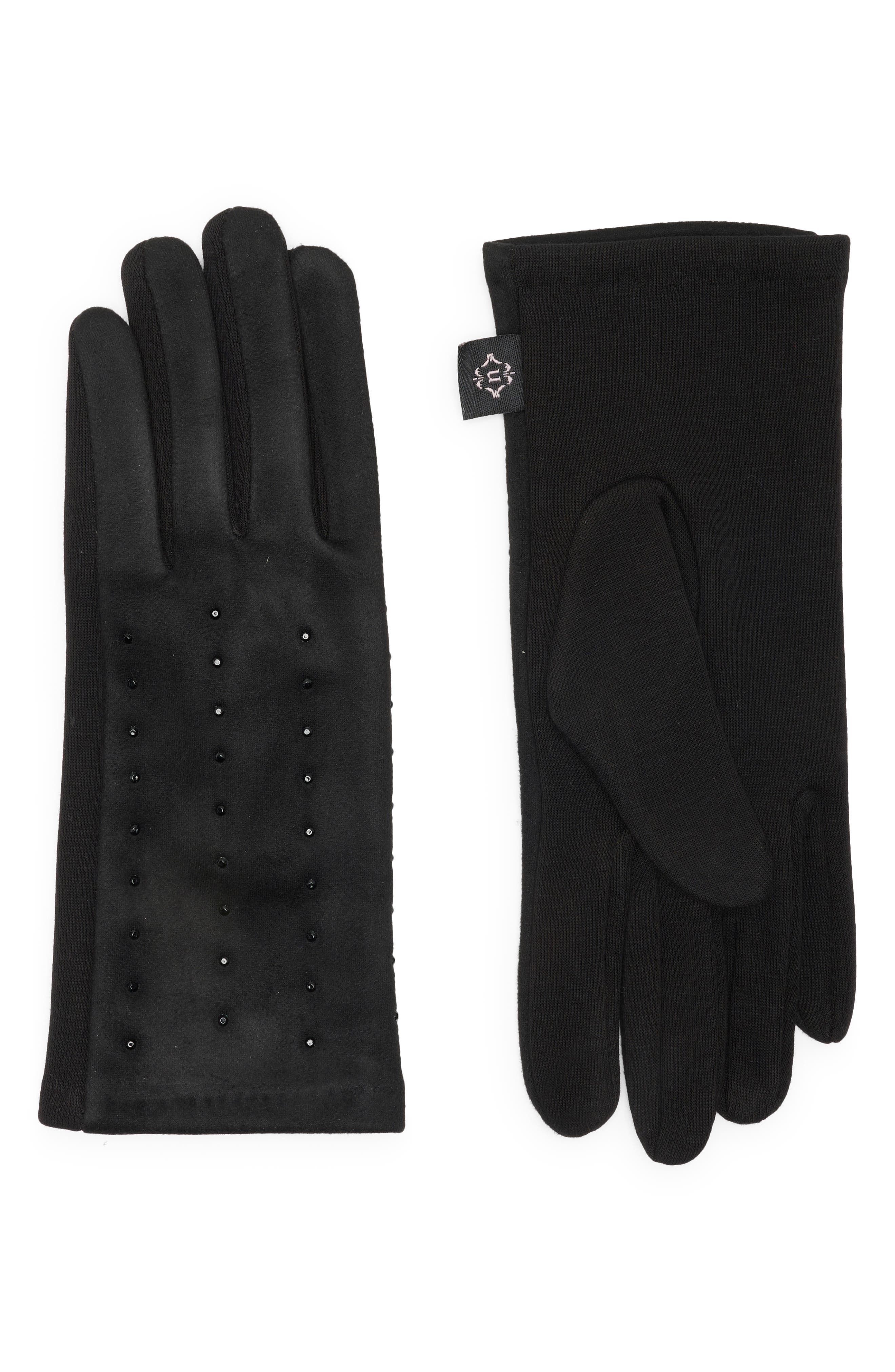 Nanette Lepore Rhinestone Knit Gloves