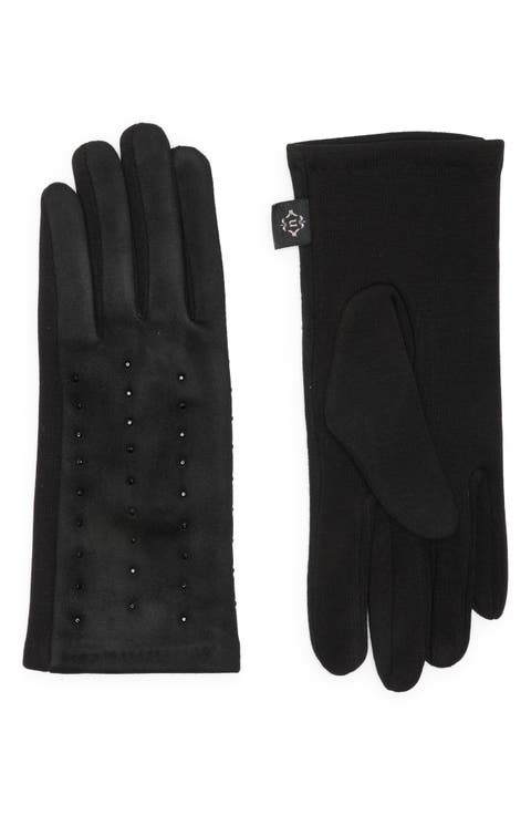 Rhinestone Knit Gloves