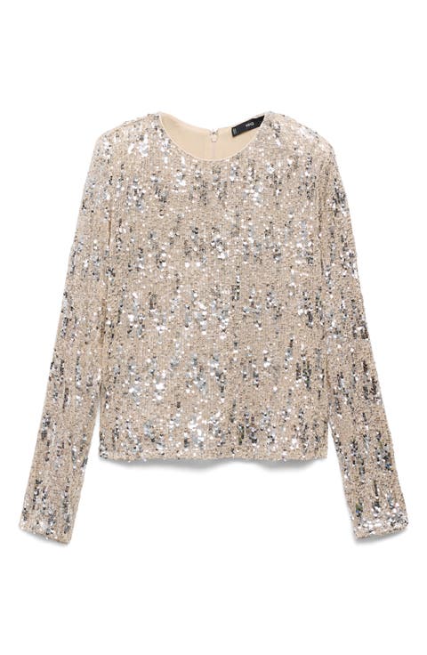 Women's Sequins Long-Sleeved T-shirt Women's Sequins Long-Sleeved T-shirt